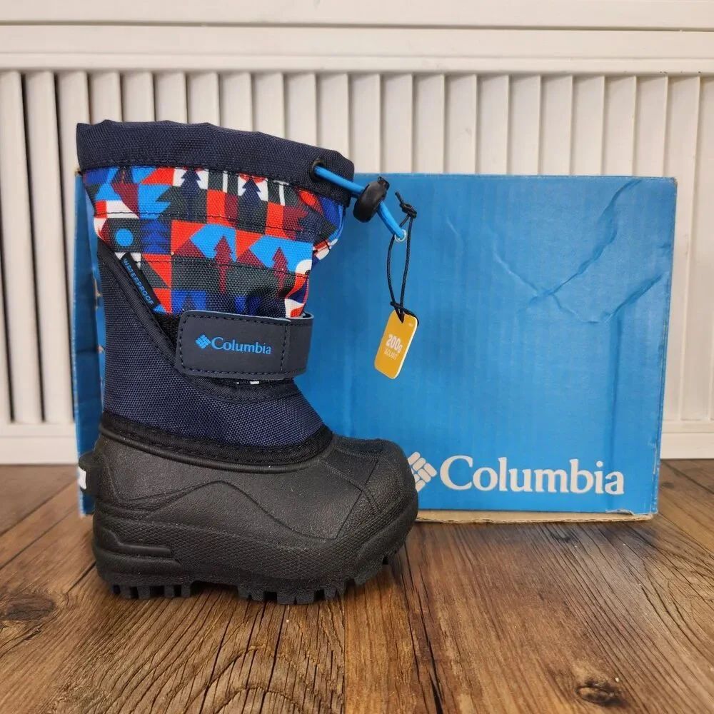 Columbia Toddler Powderbug Plus II Tree Print Size 4 Insulated Winter Snow Boots